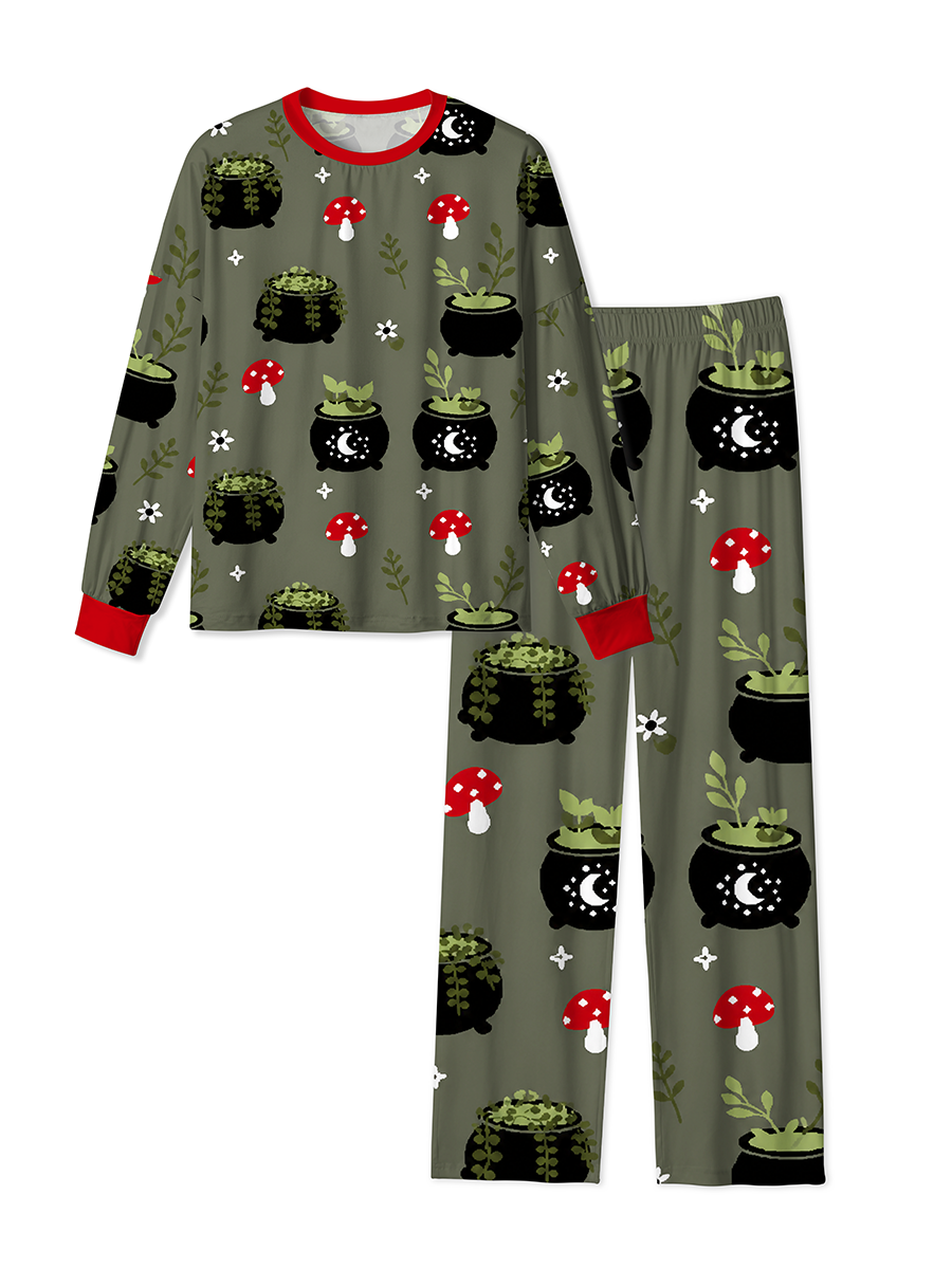 Vintage Witchy Cauldron Red Toadstool Mixed Pajamas