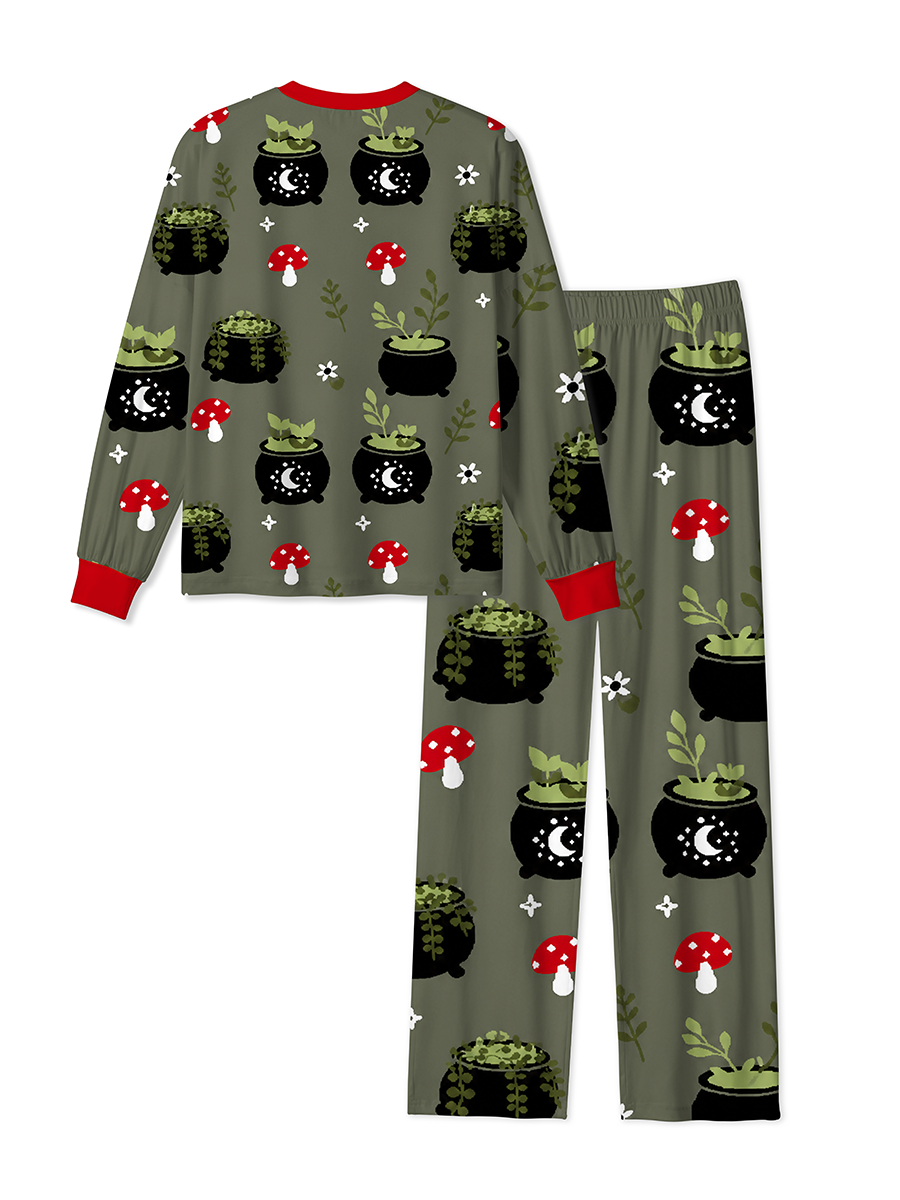 Vintage Witchy Cauldron Red Toadstool Mixed Pajamas