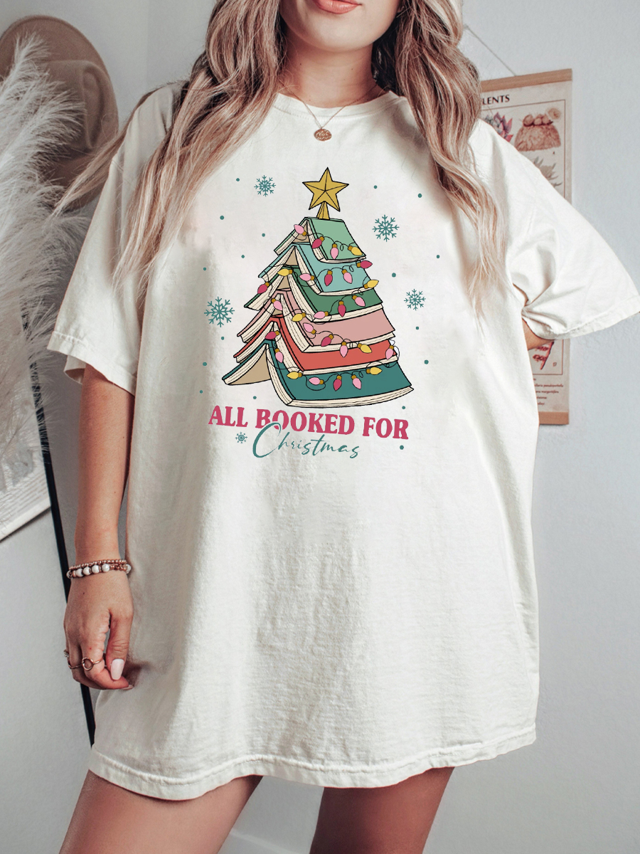 Christmas Book Tree Plus Size T-Shirt 