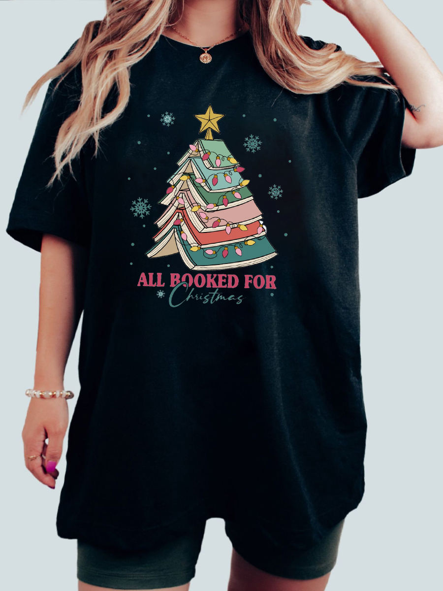 Christmas Book Tree Plus Size T-Shirt 