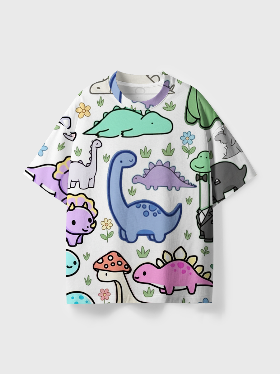 Vintage Whimsical Pastel Dino All Over Print T-Shirt