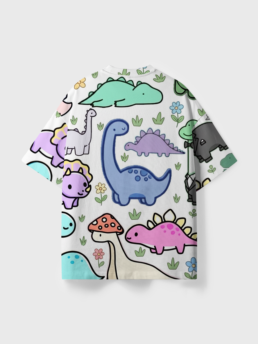 Vintage Whimsical Pastel Dino All Over Print T-Shirt