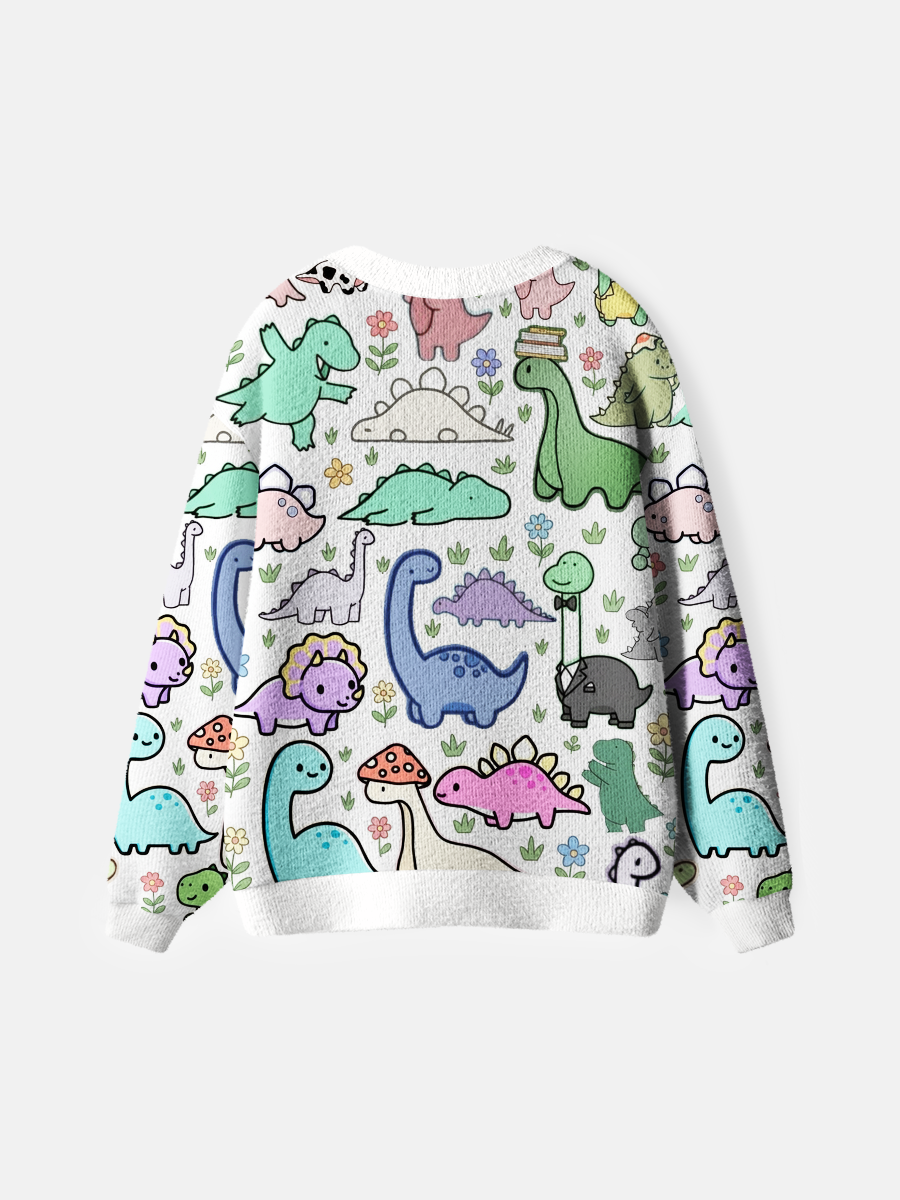 Vintage Whimsical Pastel Dino Cardigan Sweaters