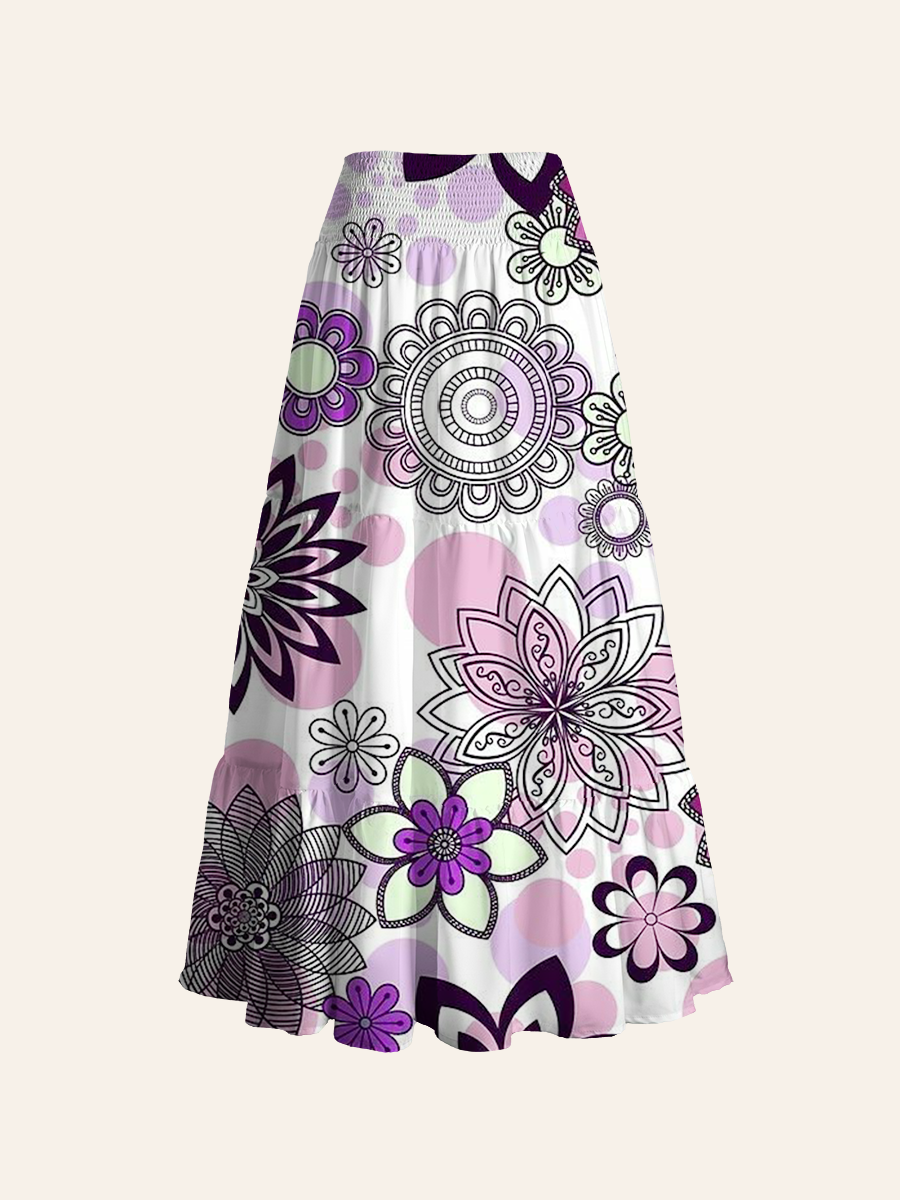 Bohemian Floral Mandala Convertible Maxi Skirts