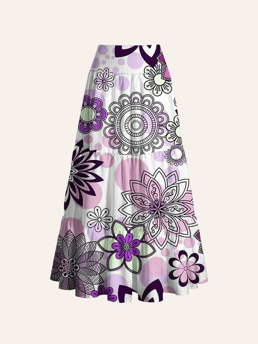 Bohemian Floral Mandala Convertible Maxi Skirts
