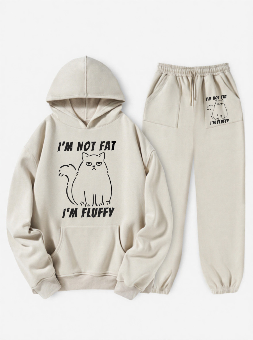 Vintage I'M Not Fat, I 'M Fluffy Fleece Hoodie Suit