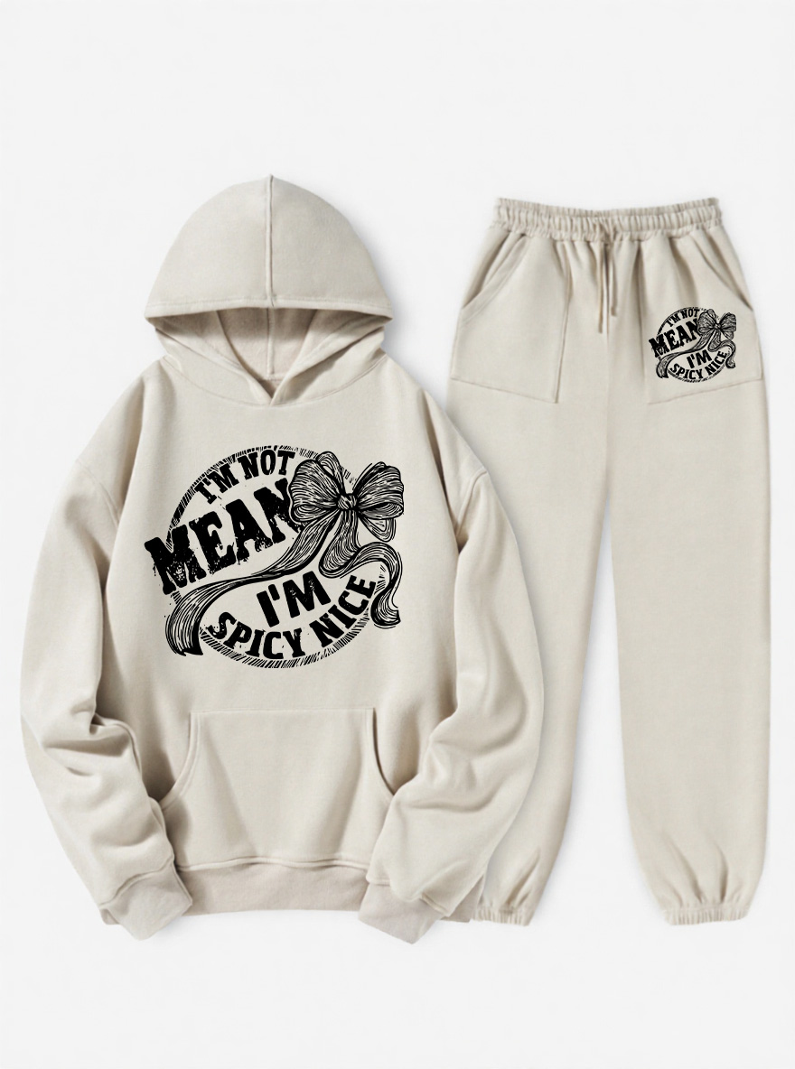 Vintage I’m Not Mean I’m Spicy Fleece Hoodie Suit