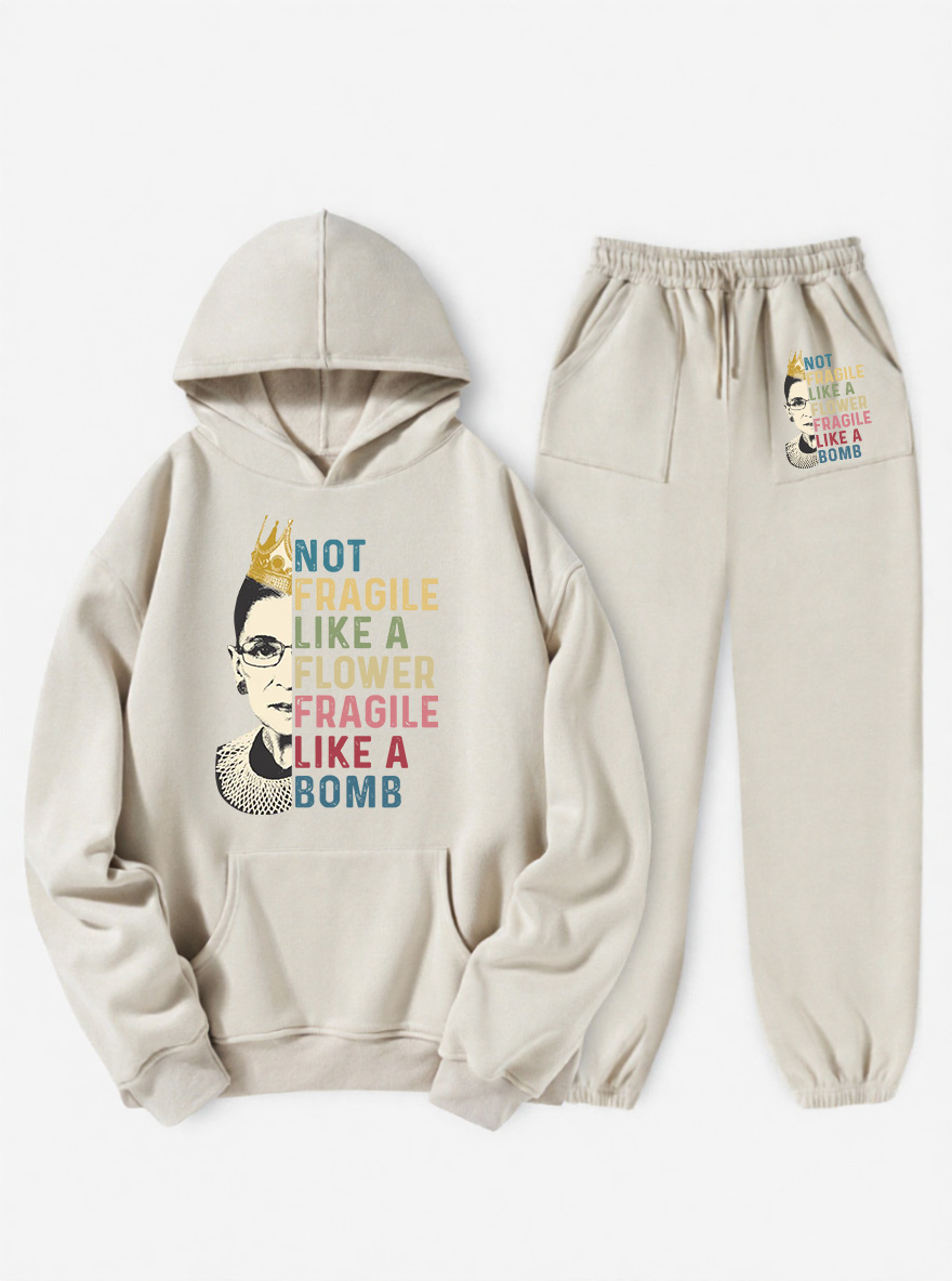 Vintage Not Fragile Like A Flower Fragile Like A Bomb Fleece Hoodie Suit