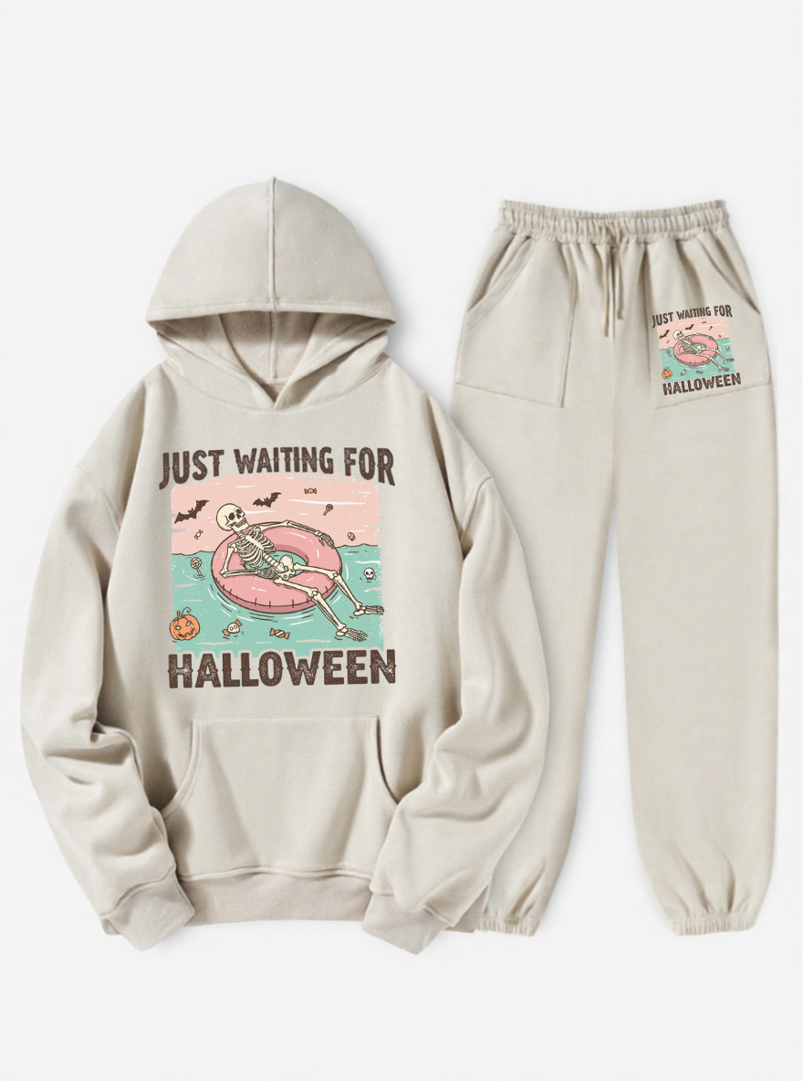 Vintage Just Waiting For Halloween Fleece Hoodie Suit