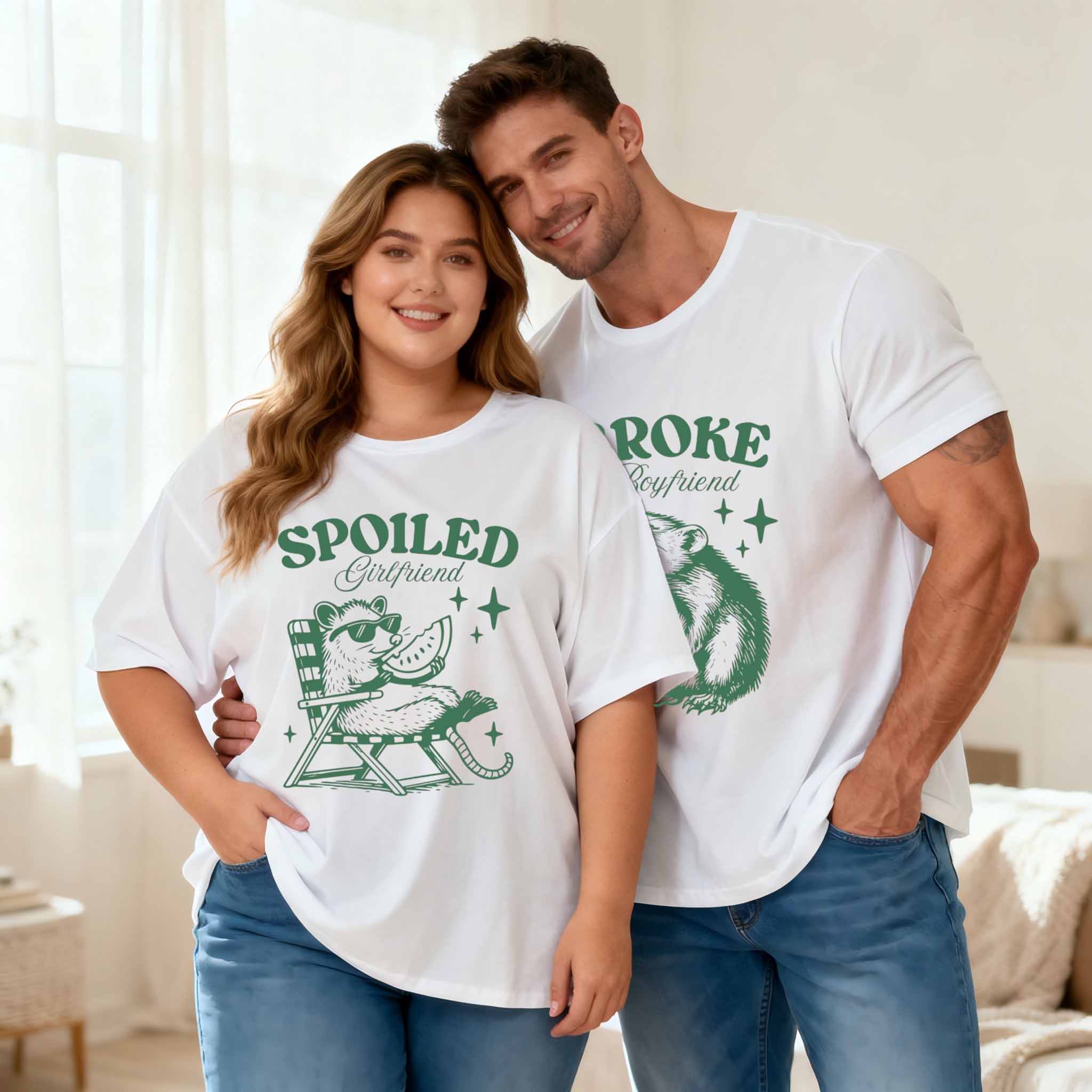 Vintage Broke And Spoiled Couple Shirt