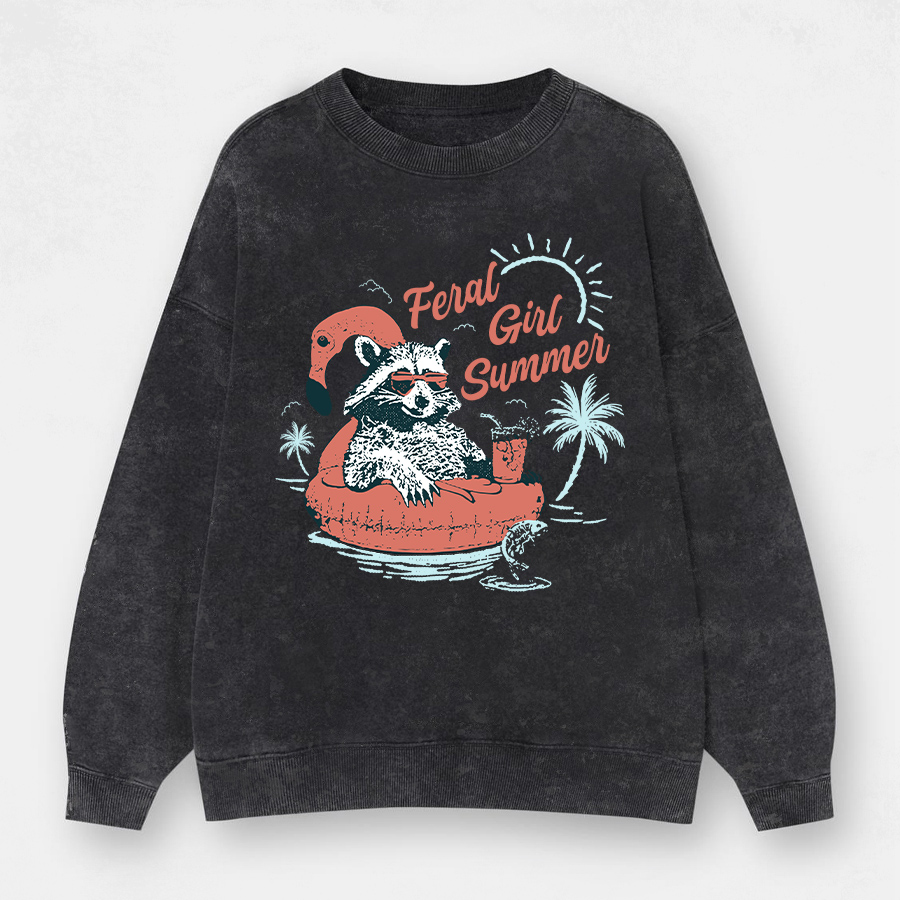 Vintage Feral Girl Summer Washed Sweatshirt