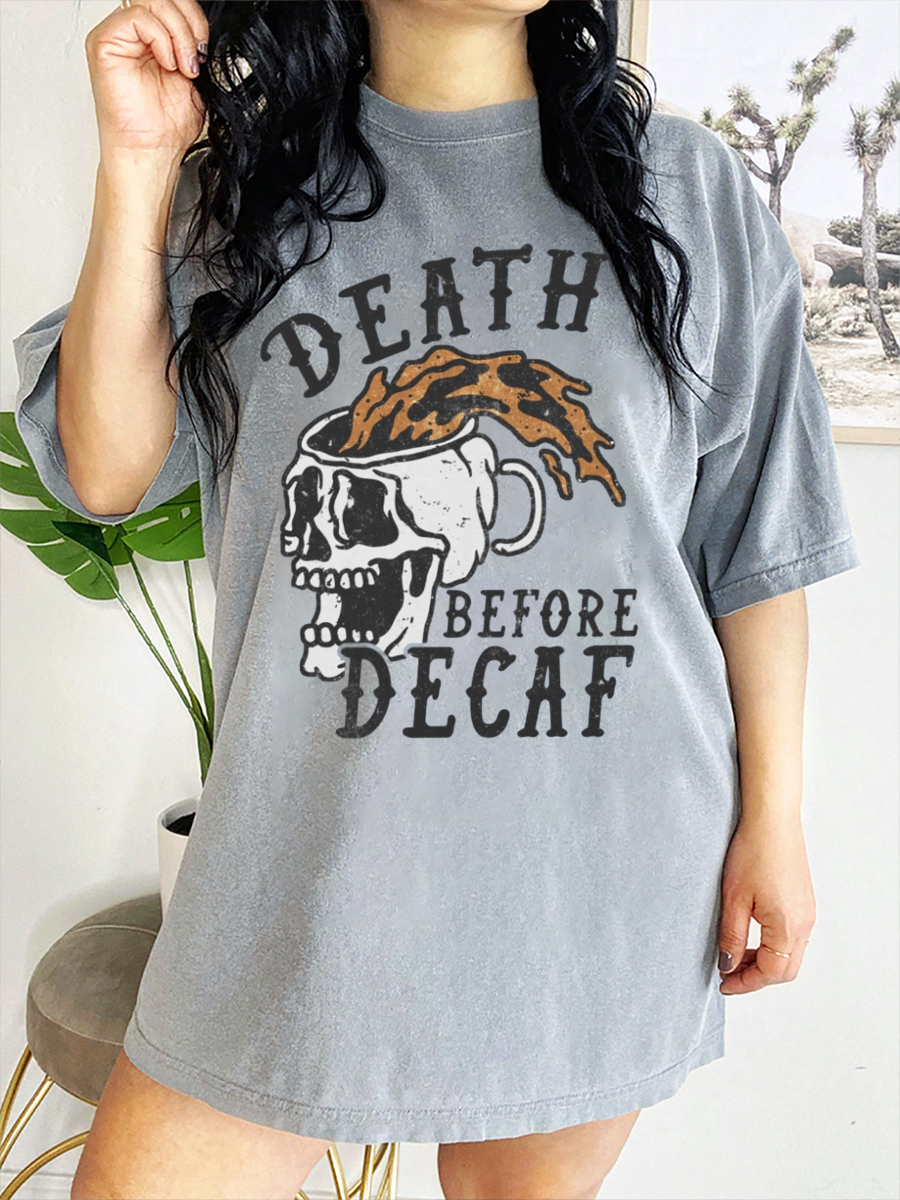 Vintage Death Before Decaf Skeleton T-Shirt