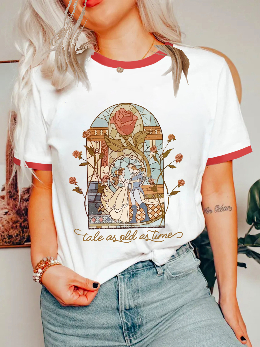 Vintage A Tale As Old As Time Ringer Tee