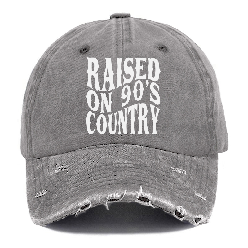 Vintage Raised On 90‘S Country Ripped Washed Cap