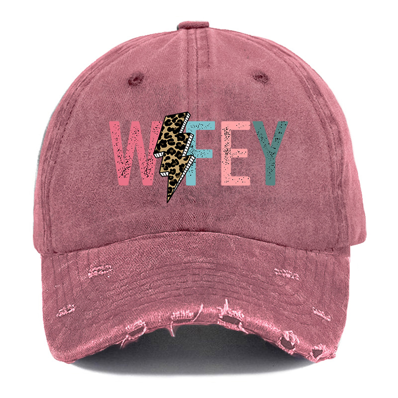Vintage Wifey Graphic Ripped Washed Cap