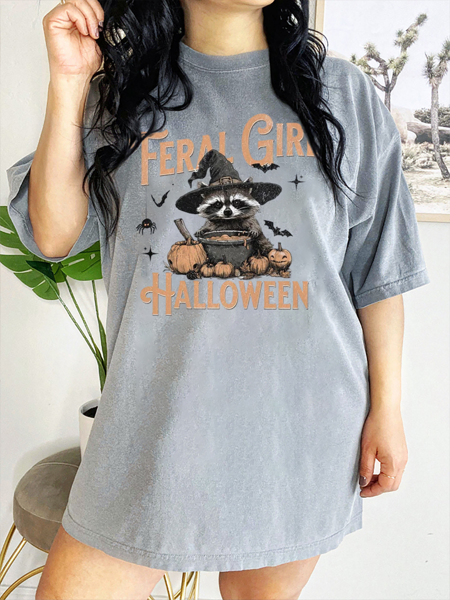 Vintage Fall Halloween Feral Girl T-Shirt