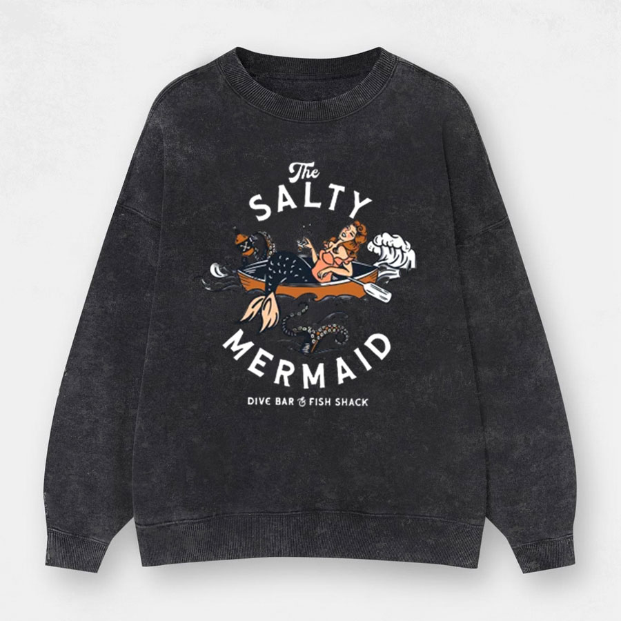 Vintage The Salty Mermaid Dive Bar Washed Sweatshirt