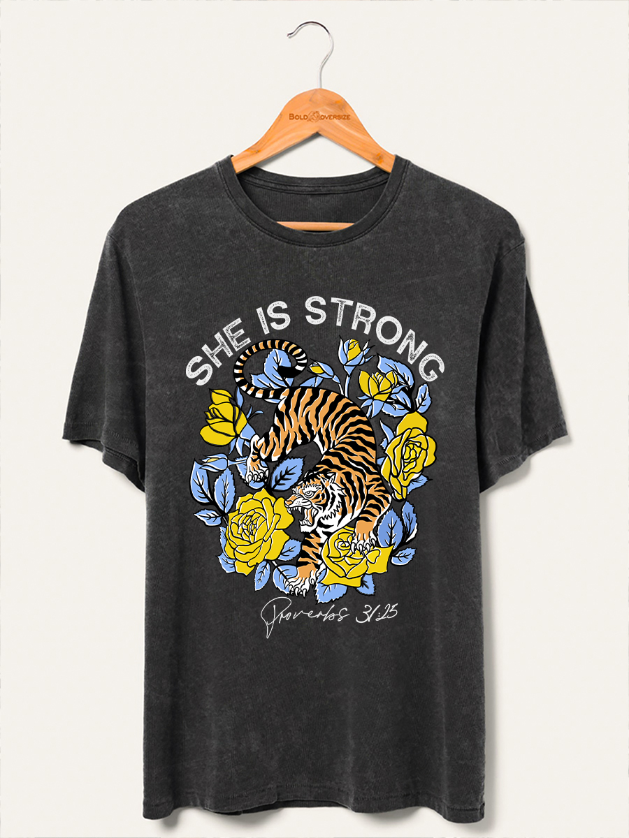 Vintage She Is Strong Washed T-Shirt