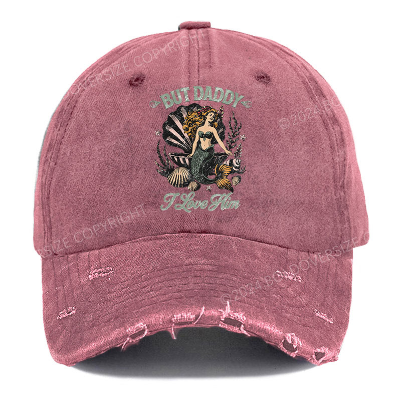 Vintage But Daddy I Love Him Ripped Washed Cap