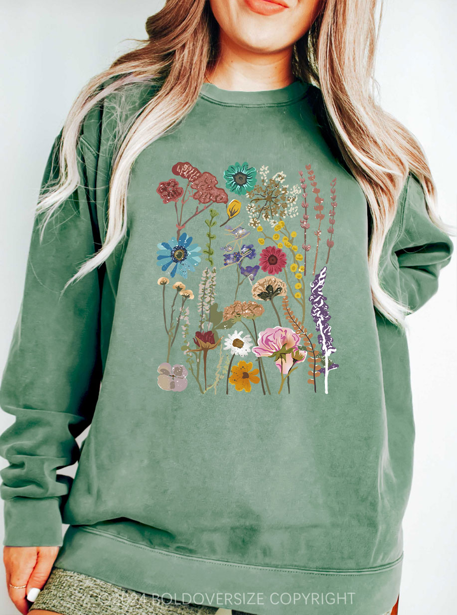 Vintage Pressed Flowers Sweatshirt