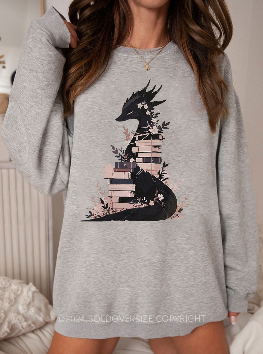 Vintage Book Dragon Fantasy Reader Sweatshirt