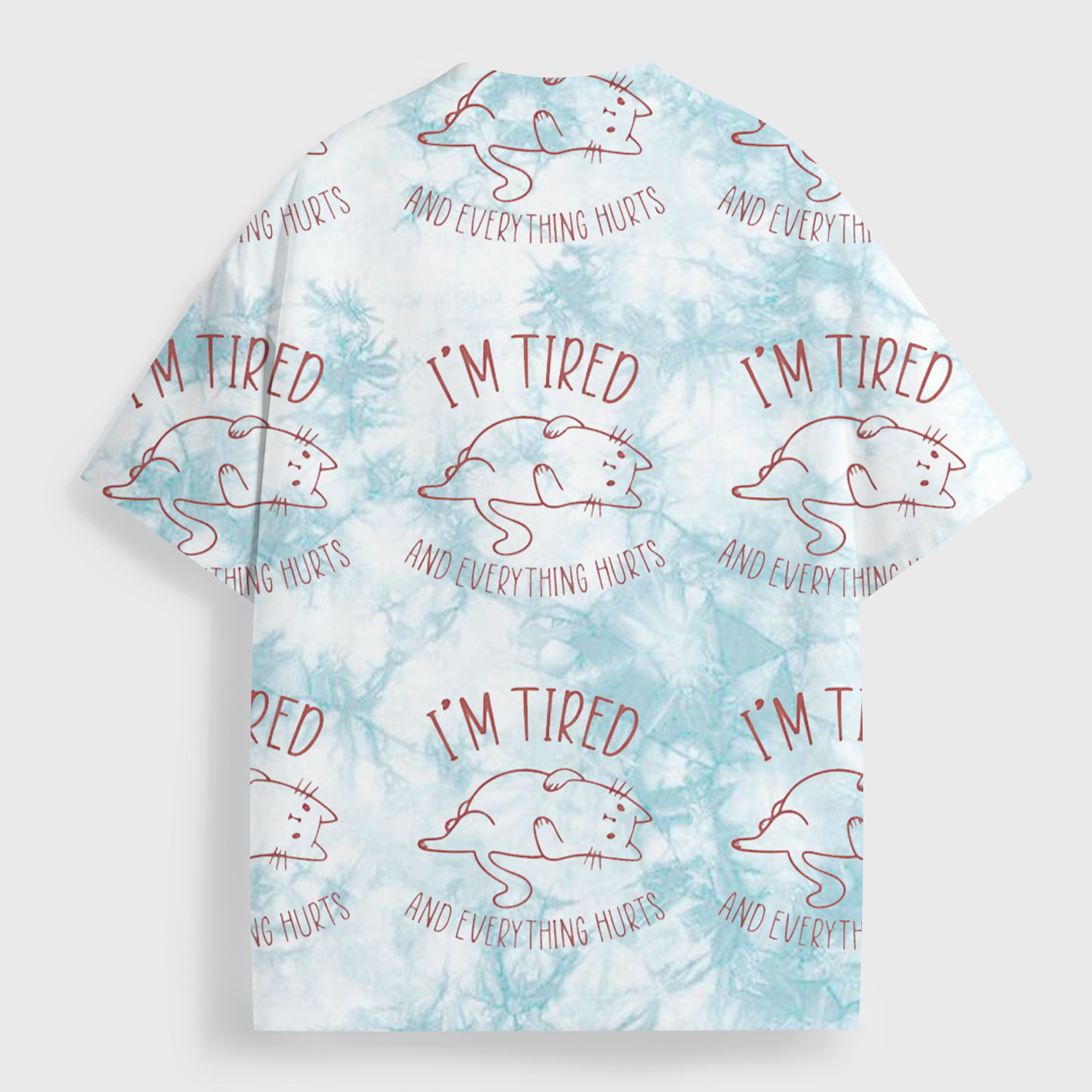 Vintage I'M Tired All Over Print T-Shirt