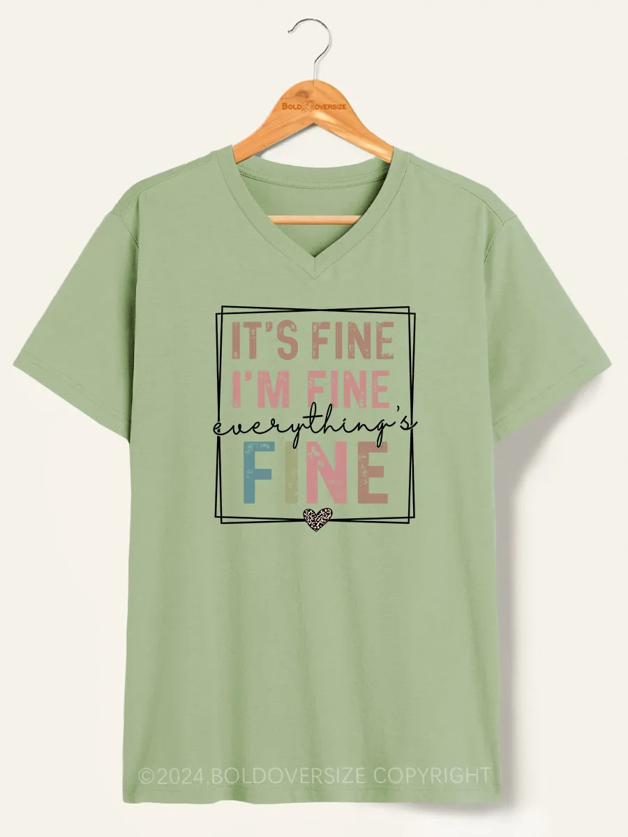 Vintage Everything Is Fine V-Neck Tee