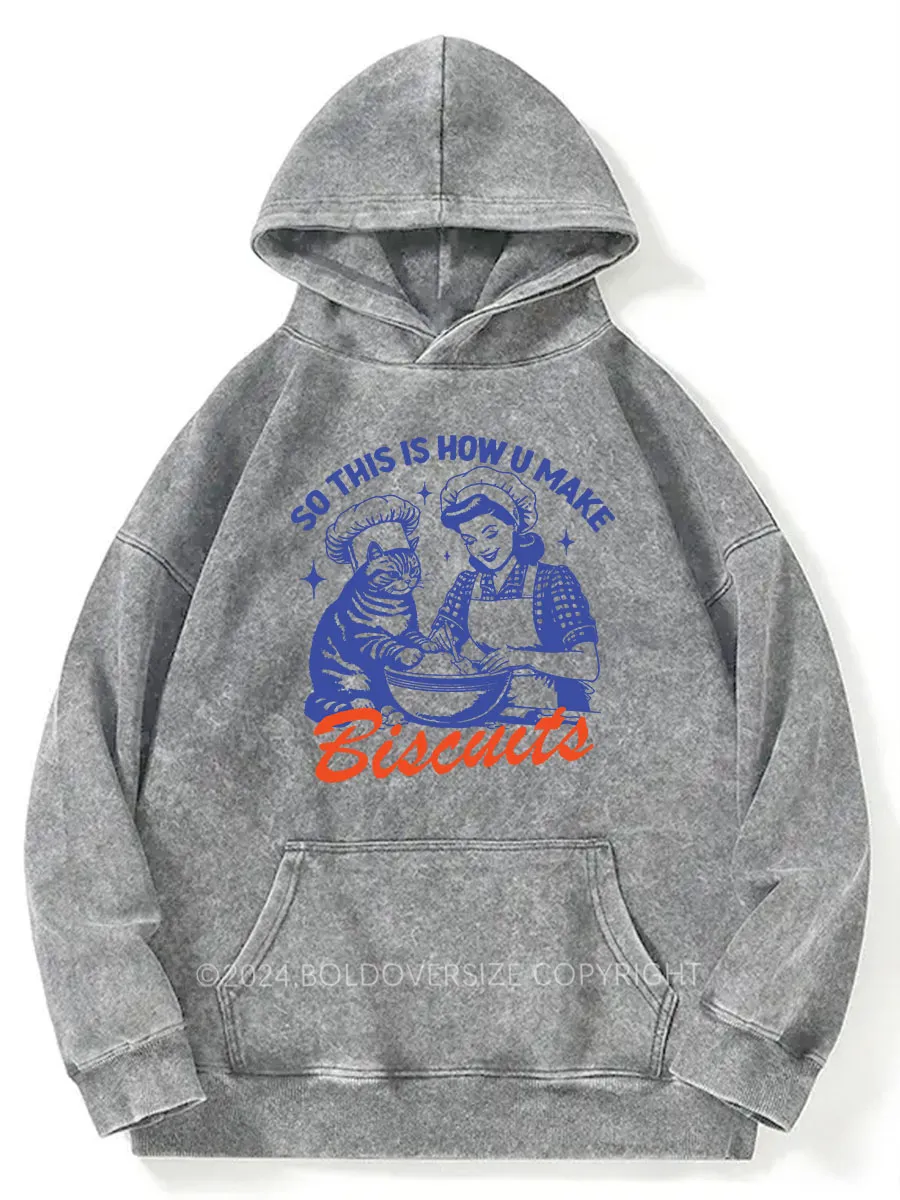 Vintage Cat Biscuits Washed Hoodie