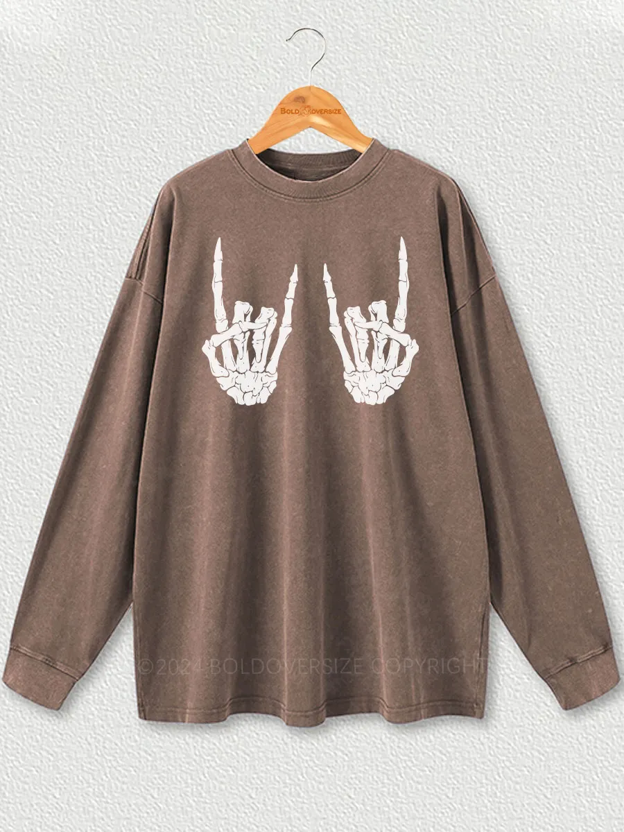 Vintage Keep Your Hands On Me Washed Long Sleeve Shirt