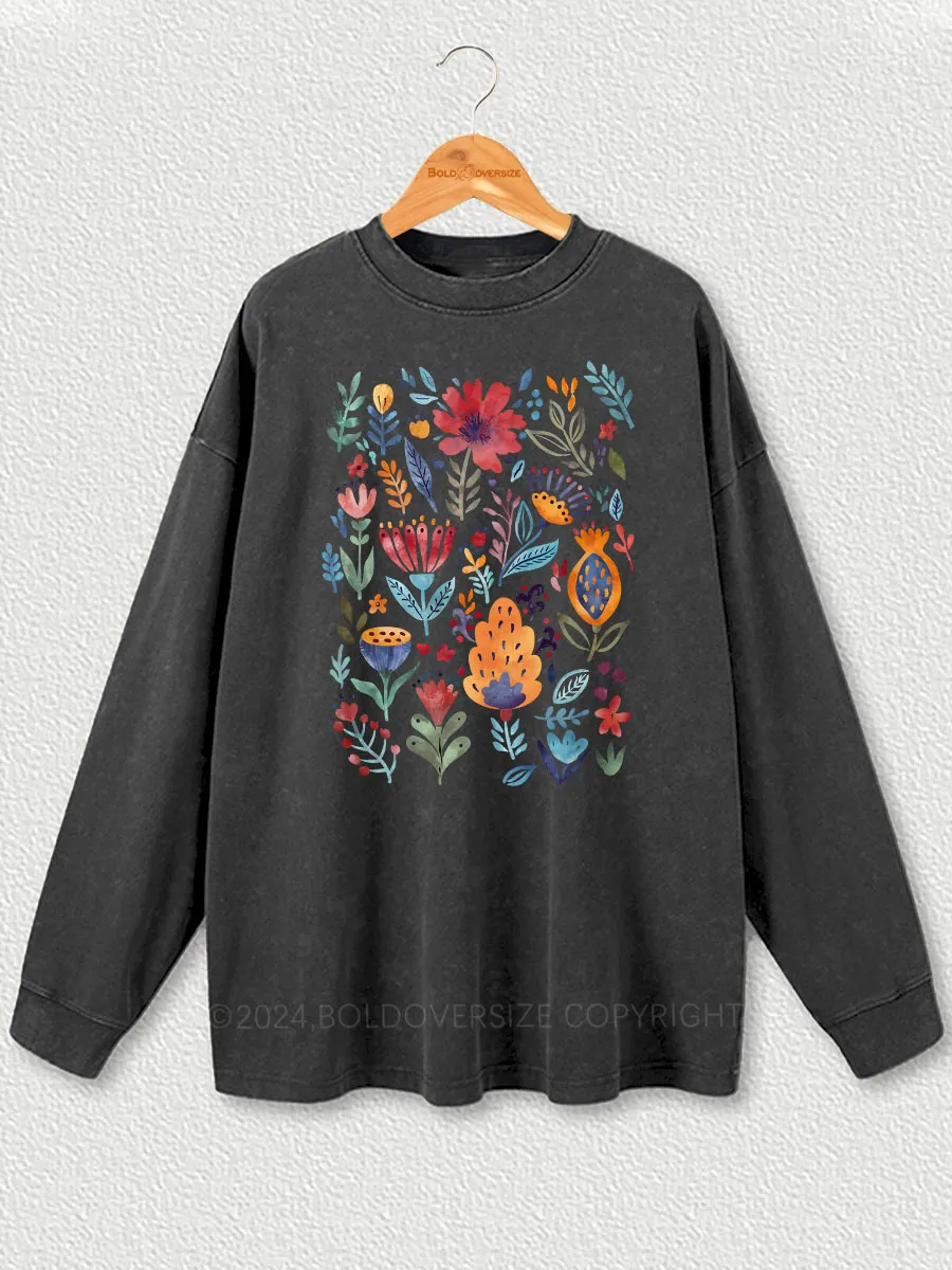 Vintage Wildflower Washed Long Sleeve Shirt