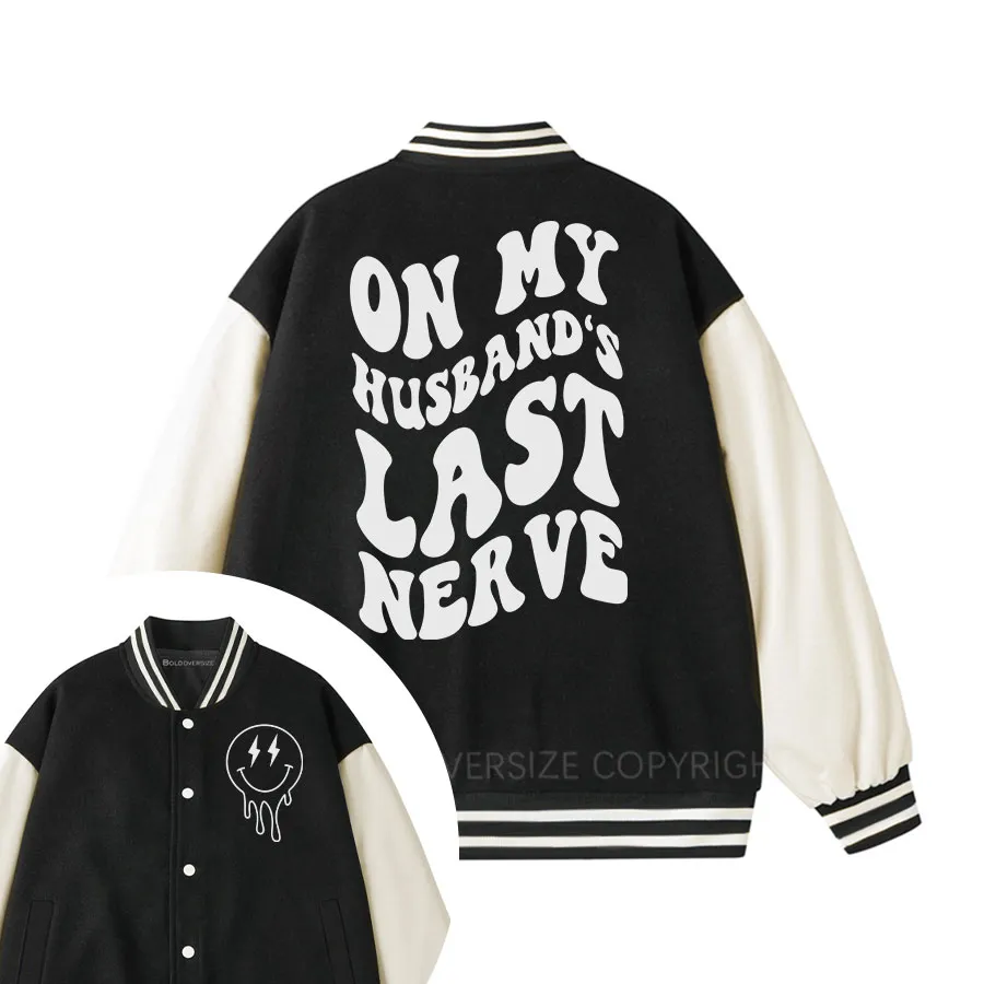 Vintage Husbands Last Nerve Unisex Baseball Jacket