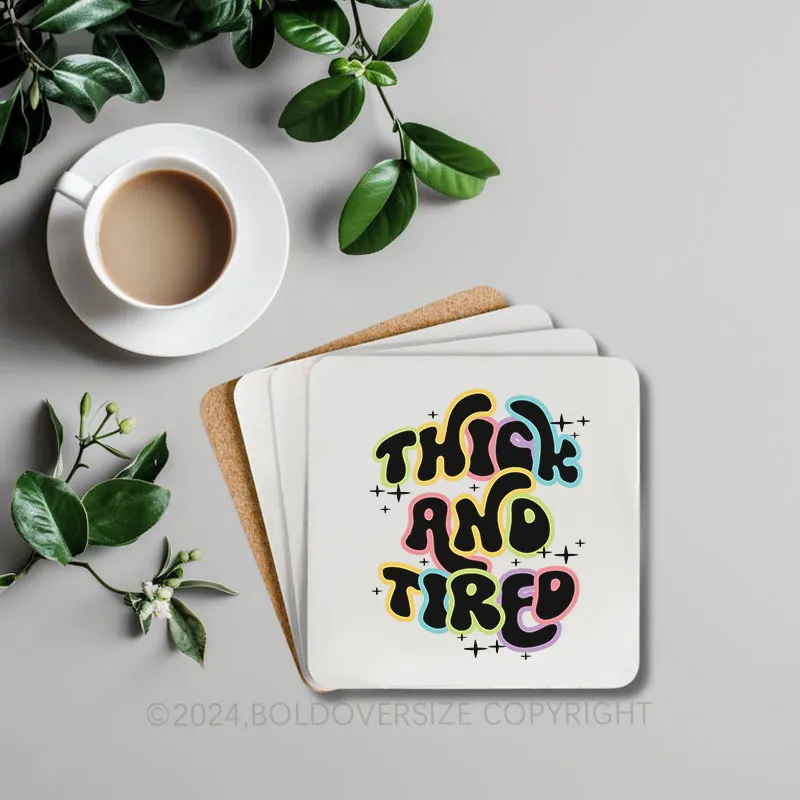 Vintage Thick And Tired Corkwood Coaster