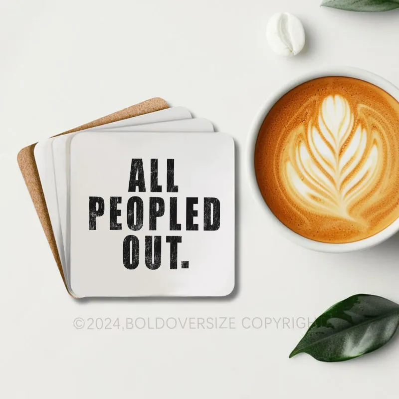 Vintage All Peopled Out Corkwood Coaster