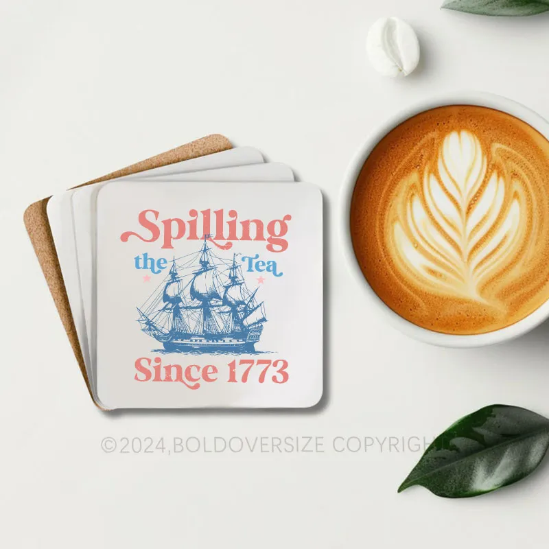 Vintage Spillin The Tea Since 1773 Corkwood Coaster