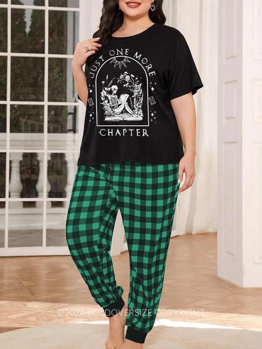 Vintage One More Chapter Plaid Christmas Pajama Set