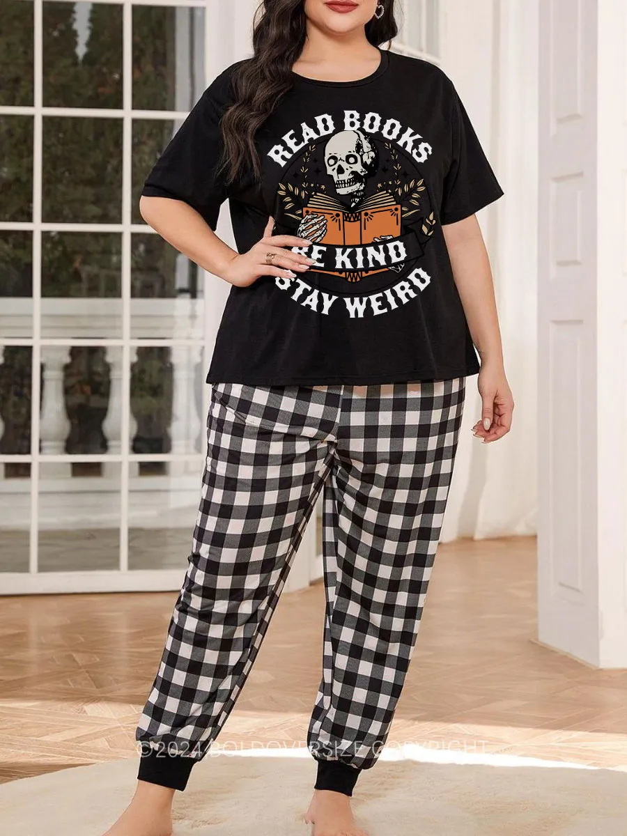 Vintage Be Kind Stay Weird Plaid Christmas Pajama Set