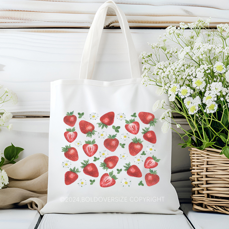 Vintage Strawberry Tote Bag