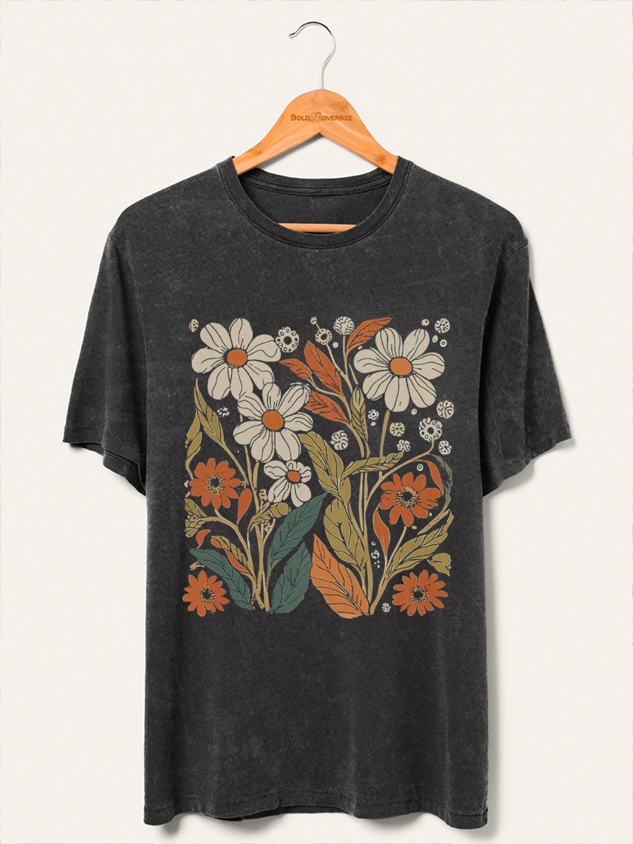 Vintage Boho Wildflowers Washed T-Shirt