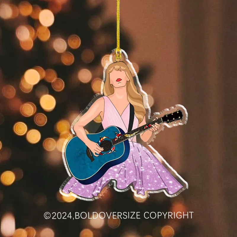 Female Singer Record Pattern Mini Acrylic Ornament