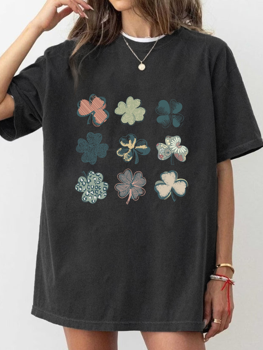 Vintage Shamrock Collage Washed T-Shirt