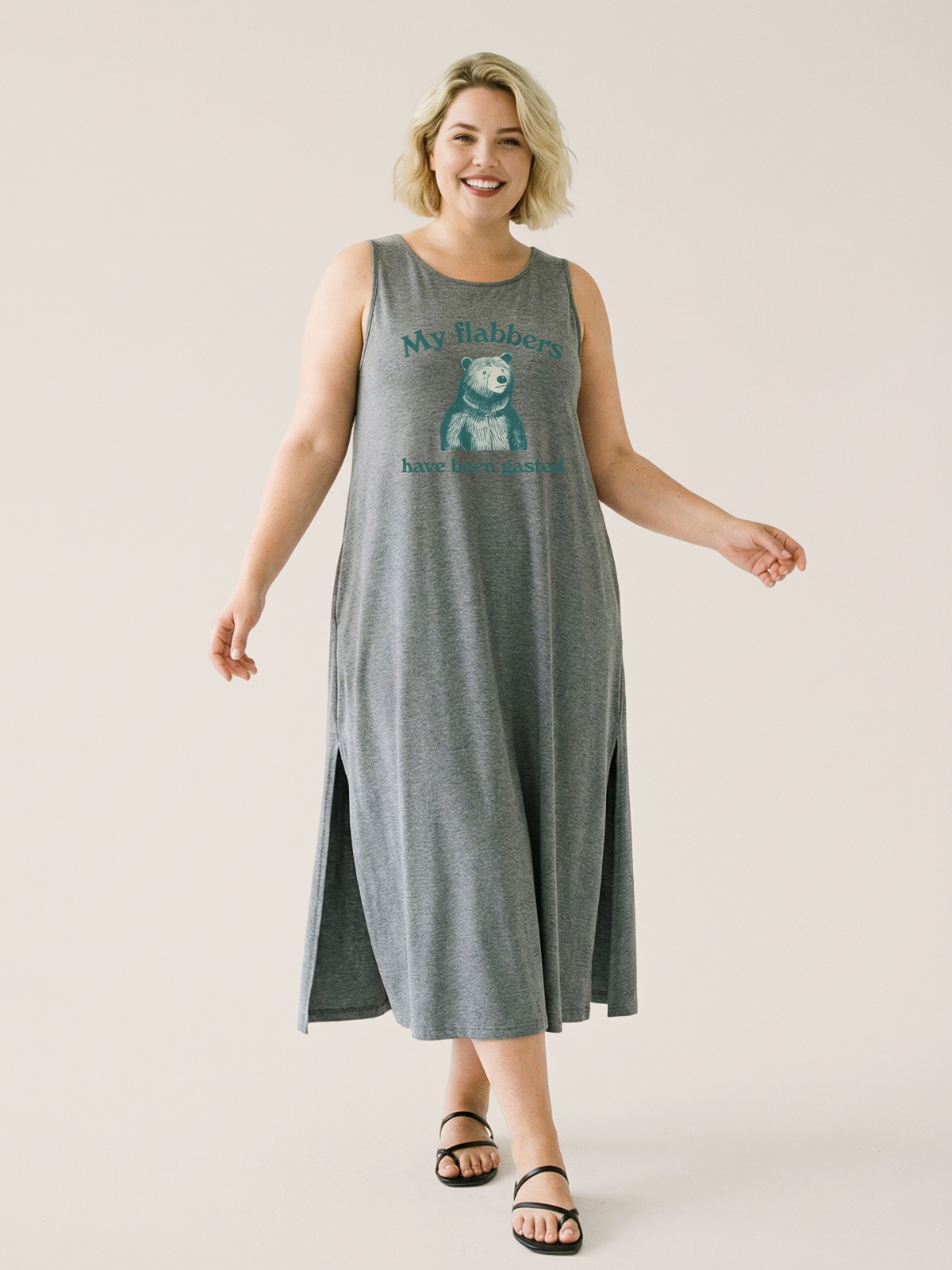  Vintage My Flabbers Have Been Gasted Split Thigh Tank Dress