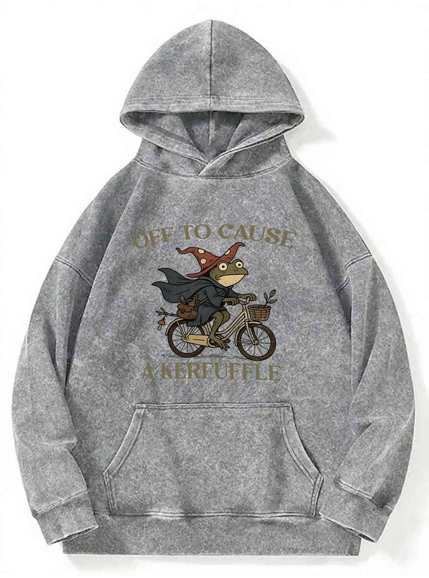Vintage Off To Cause A Kerfuffle Frog Washed Hoodie
