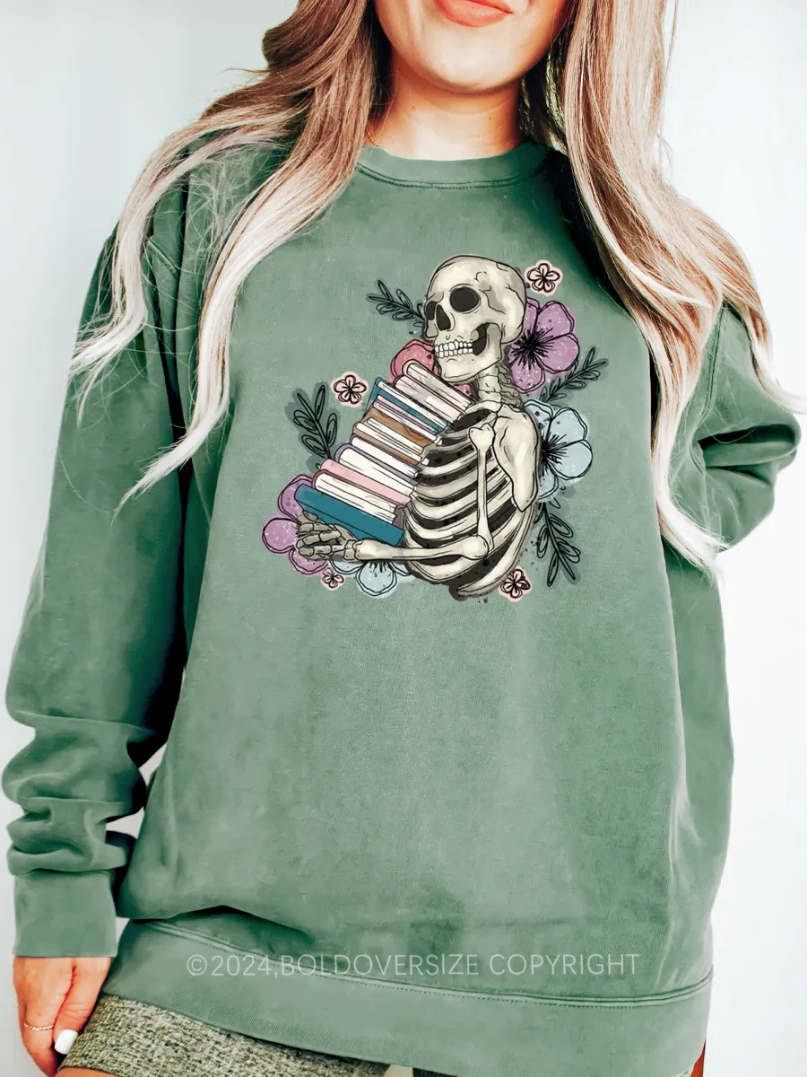 Vintage I Love Books Skeleton Sweatshirt