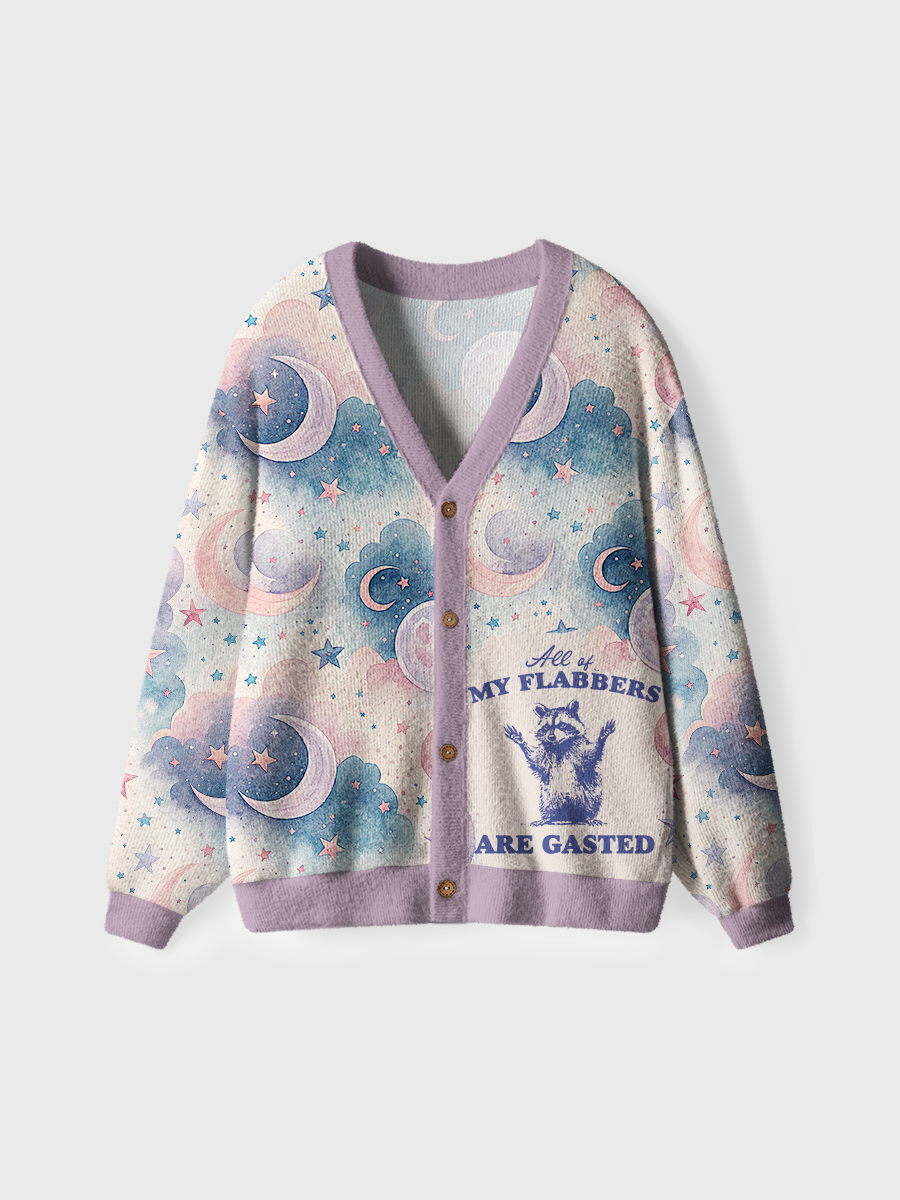 Vintage All Of My Flabbers Are Gasted Raccoon Cardigan Sweaters