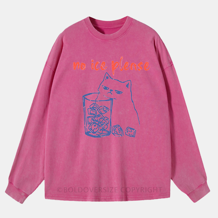 Vintage No Ice Please Cat Washed Long Sleeve Shirt