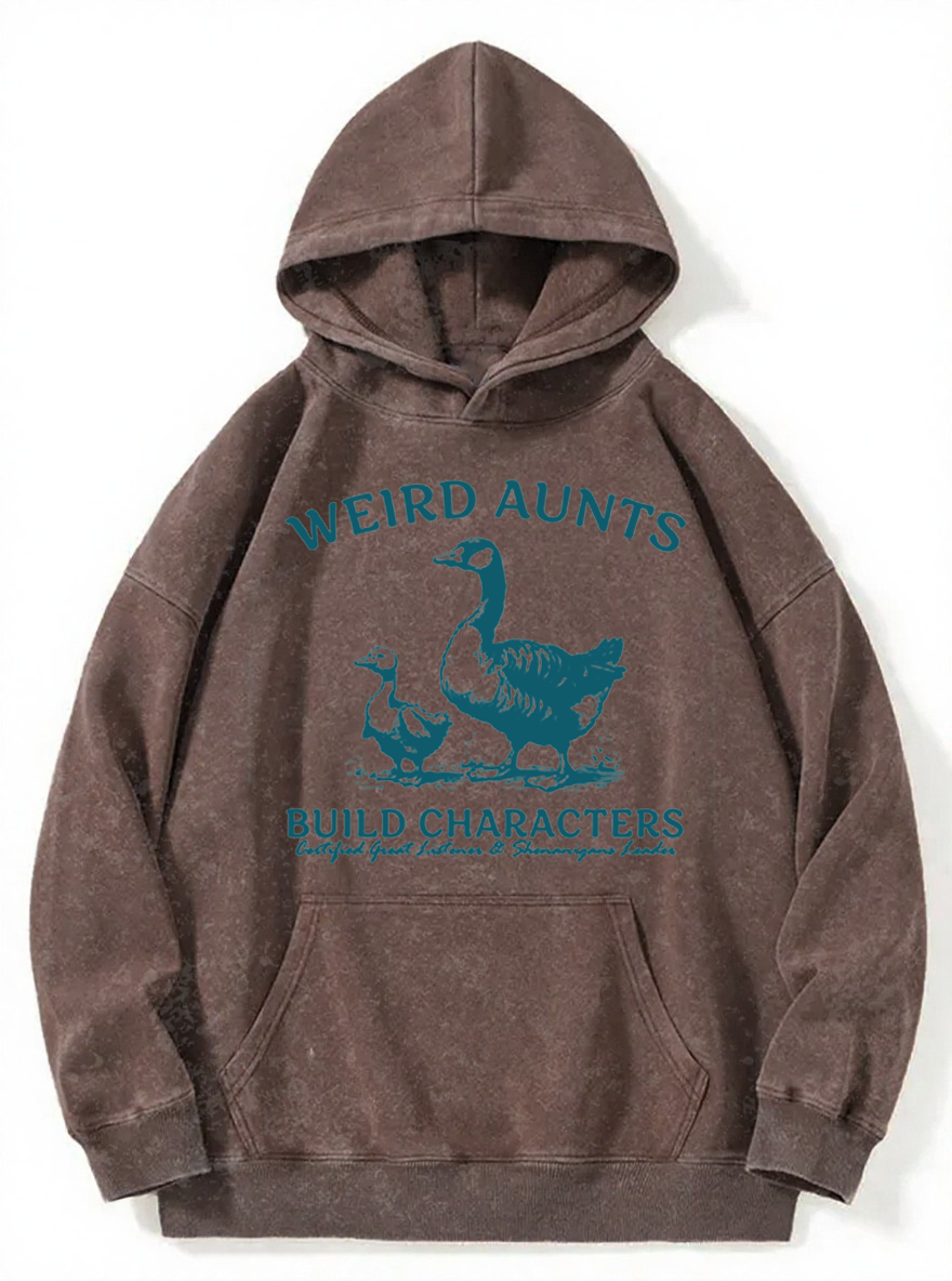 Vintage Weird Aunts Build Characters Duck Washed Hoodie