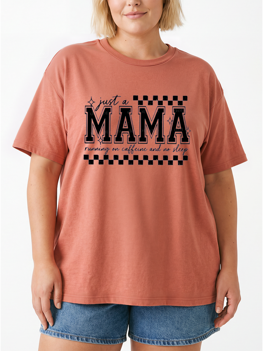 Vintage Just A Mama Running On Caffeine And No Sleep Oversize Graphic Tee
