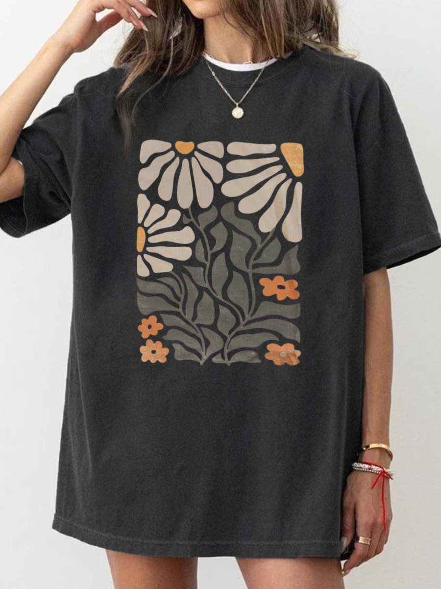 Vintage Boho Flowers Washed T-Shirt