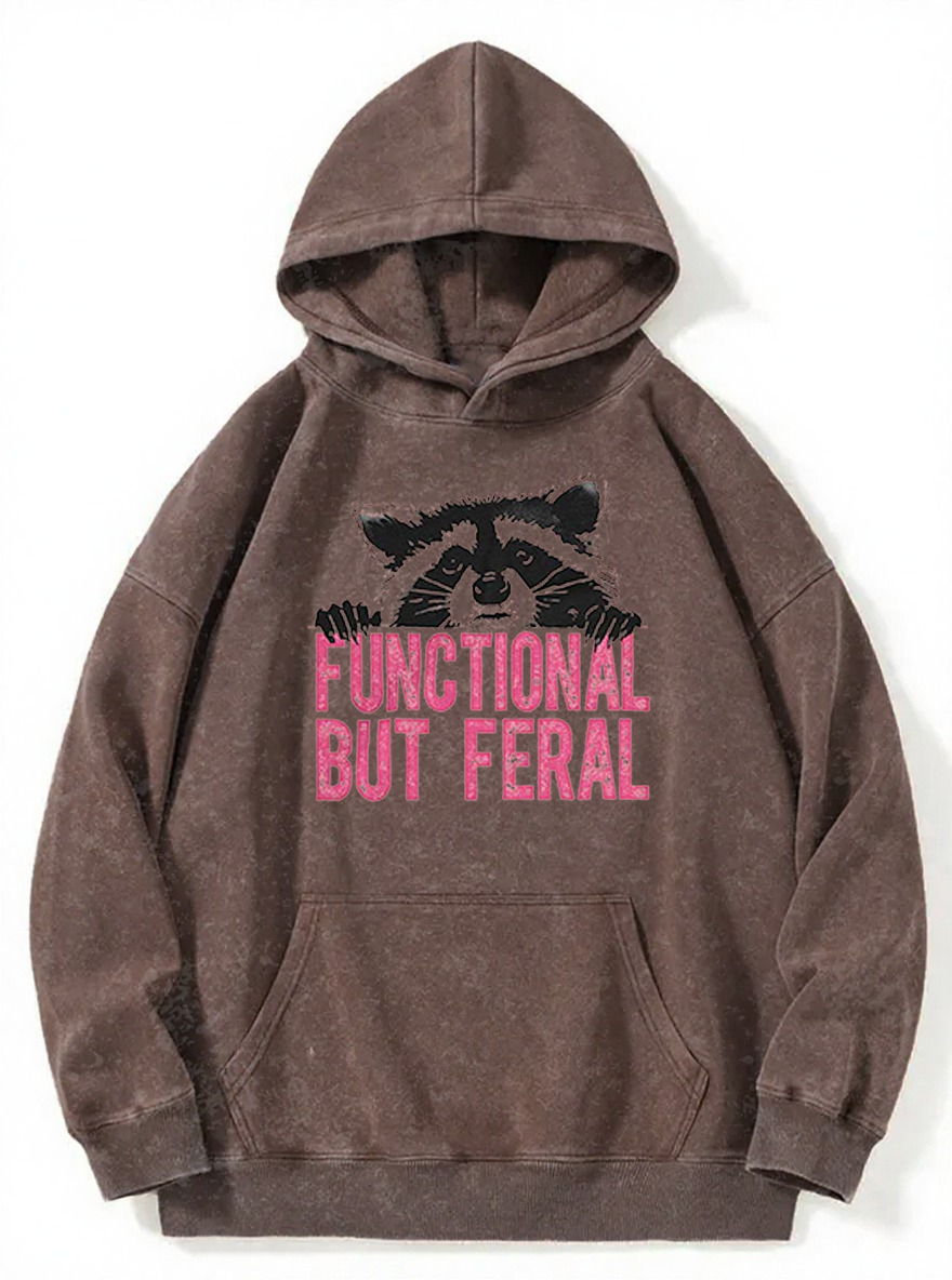 Vintage Functional But Feral Washed Hoodie