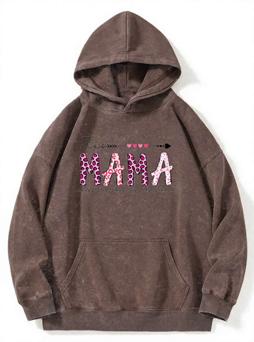 Vintage This Mama Wears Her Heart On Her Sleeve Washed Hoodie